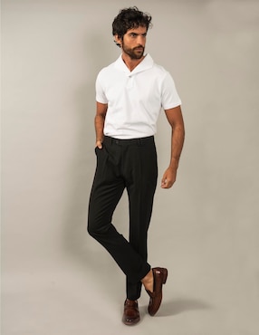 Pantalón de vestir slim Puroego de algodón para hombre
