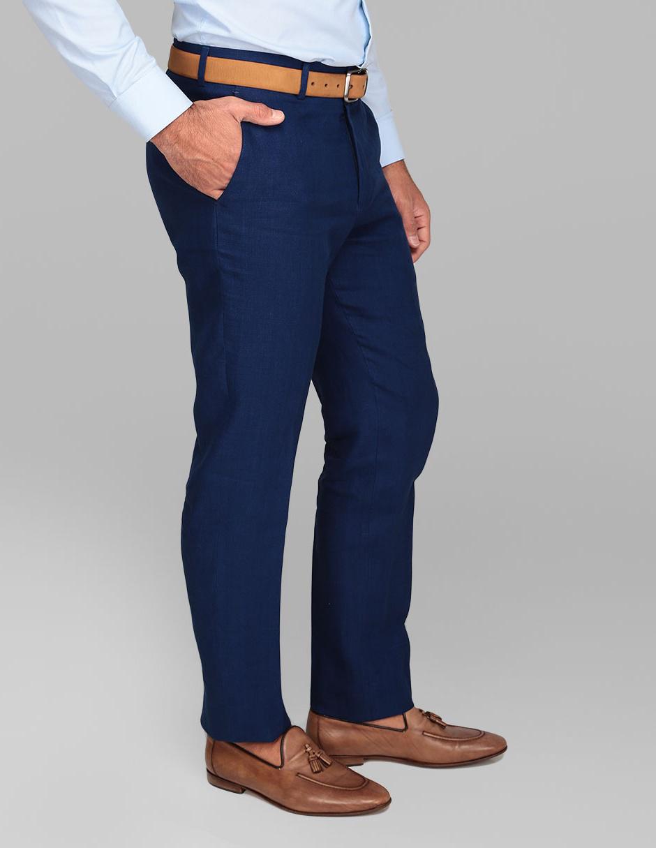 Pantalón de Perry Ellis corte lino azul marino