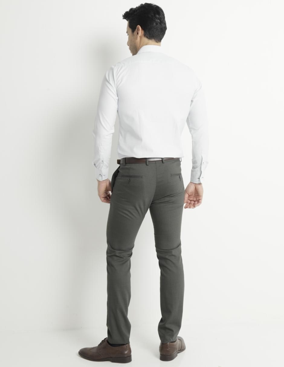 Pantalón de vestir slim de lana para hombre 2