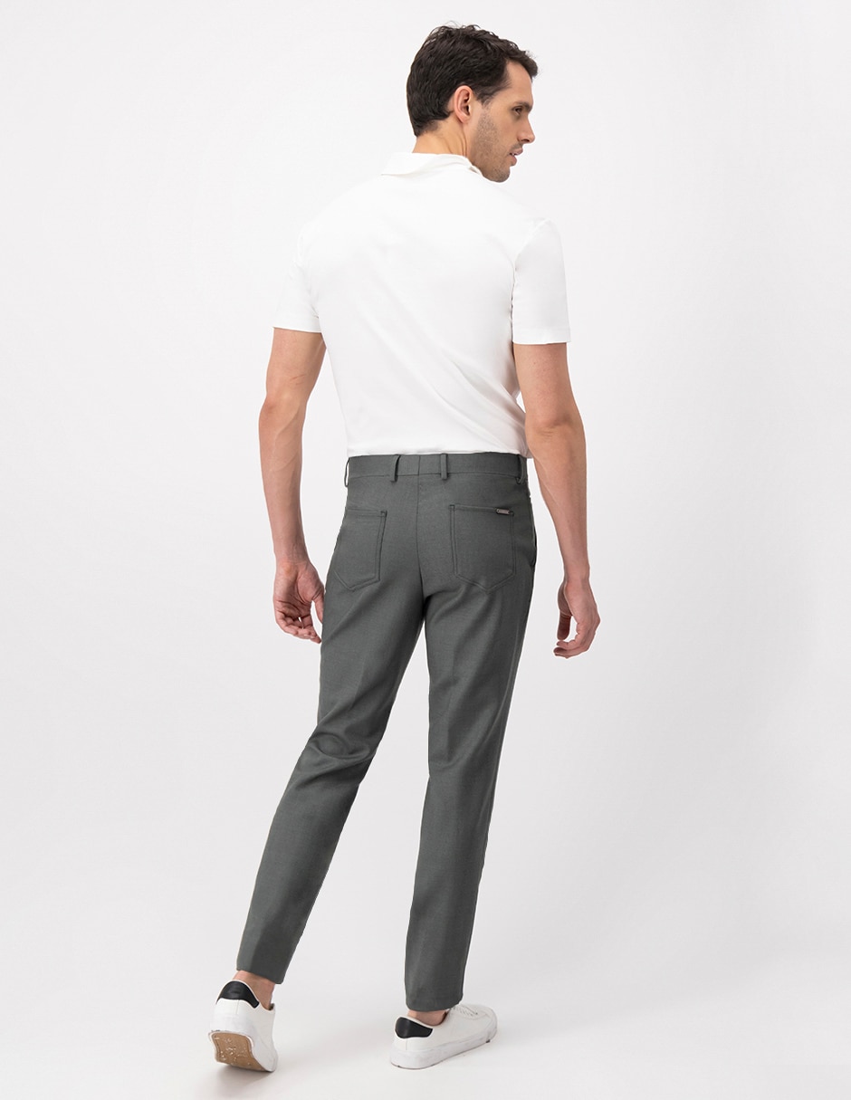 Pantalón de vestir casual slim de lana para hombre 2