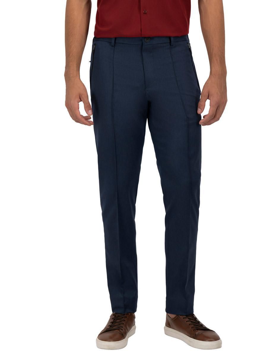 Pantalón Informal Haggar Para Hombre - Slim Fit, Color Midnight, Talla 38W/32L, Tejido Flexible